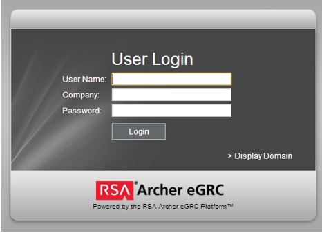 RSA Archer Login Page